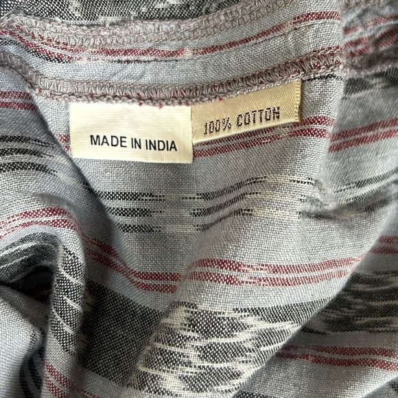 Matta Blue Gray Abstract Print Striped Button Up Tunic Shirt Sz L - Picture 10 of 12
